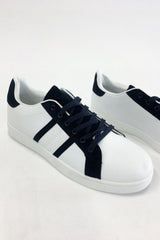 Mens White And Navy Trainers