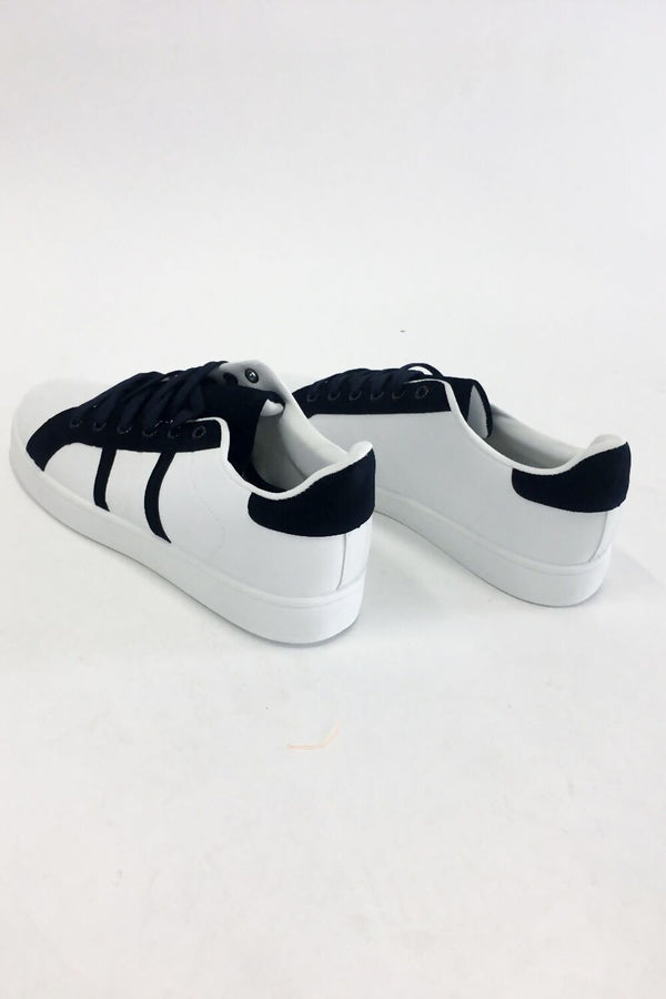 Mens White And Navy Trainers