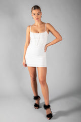 White Diamonte Bodycon Mini Dress 