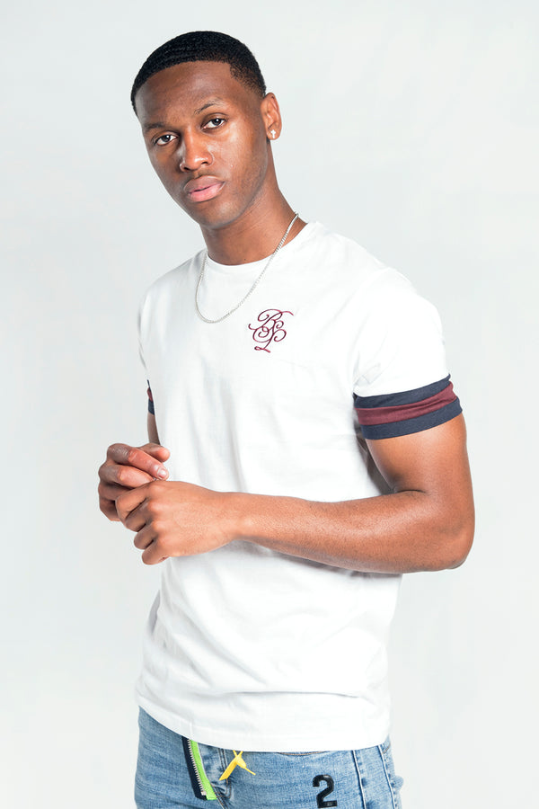 Mens White T-Shirt With Logo And Sleeve Detailing