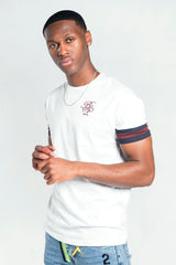 Mens White T-Shirt With Logo And Sleeve Detailing