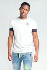 Mens White T-Shirt With Logo And Sleeve Detailing