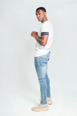 Mens White T-Shirt With Logo And Sleeve Detailing