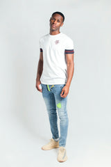 Mens White T-Shirt With Logo And Sleeve Detailing