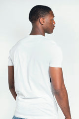 Mens White Panel Detail Bird Embroidered T-Shirt