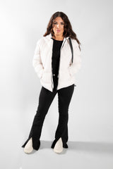 Beige Puffer Hooded Coat