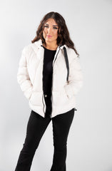 Beige Puffer Hooded Coat
