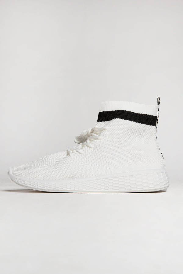 White Lace Up Sock Trainers