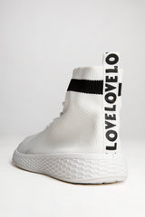 White Lace Up Sock Trainers