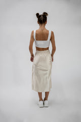 White Thick Strap Square Neck Crop Top