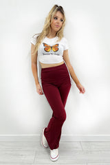 Wine Basic Ribbed Flares