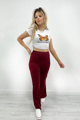 Wine Basic Ribbed Flares
