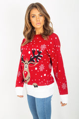Red Reindeer Knitted Christmas Jumper