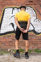 Men Yellow And Black Ombre Tee Muscle Fit Short Set