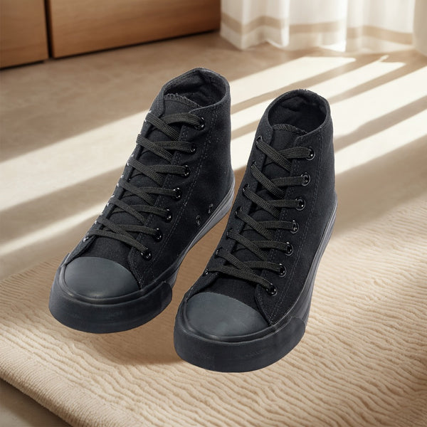 Mens All Black High Top Canvas Trainers