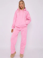 Pink Cross Crucifix Hoodie And Sweatpants Lounge Set