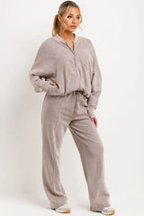 Dove Grey Acid Wash Print Bomber Front Zip Tracksuit