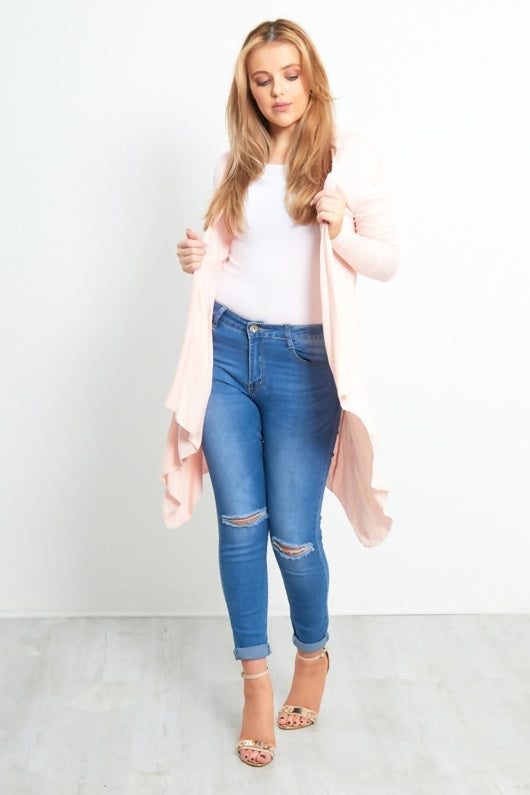 Baby Pink Waterfall Cardigan