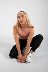 Pink "Essential" Slogan Print Ribbed Racer Vest 
