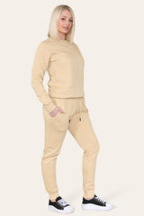 Beige Fleece Oversize Pullover Tracksuit