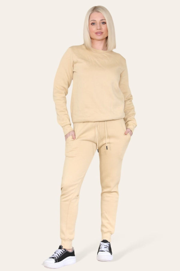Beige Fleece Oversize Pullover Tracksuit