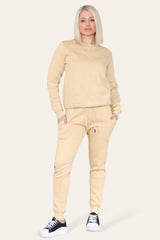 Beige Fleece Oversize Pullover Tracksuit