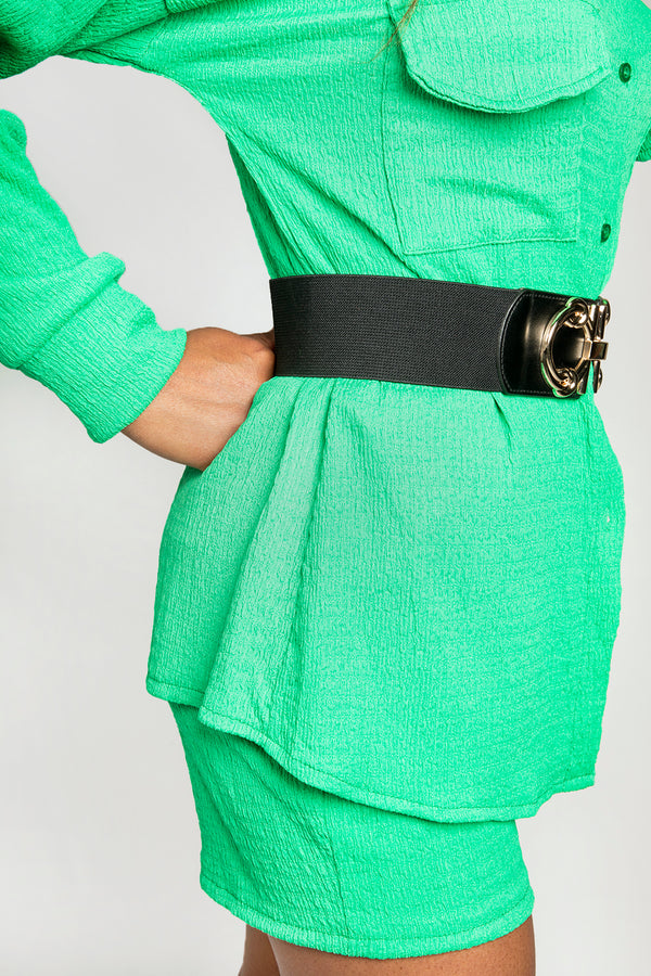 Black And Gold Knot Tie Detail Stretch Waist Belt