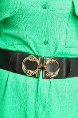 Black And Gold Knot Tie Detail Stretch Waist Belt