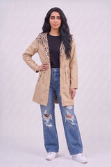 Beige Leopard-Lined Reversible Hooded Parka Jacket– Olivia