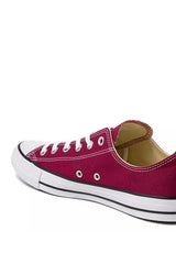 Wine Canvas Stripe Sole Flat Trainers