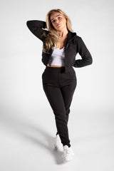 Black Cropped Hoodie And Joggers Co-Ord