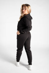 Black Cropped Hoodie And Joggers Co-Ord
