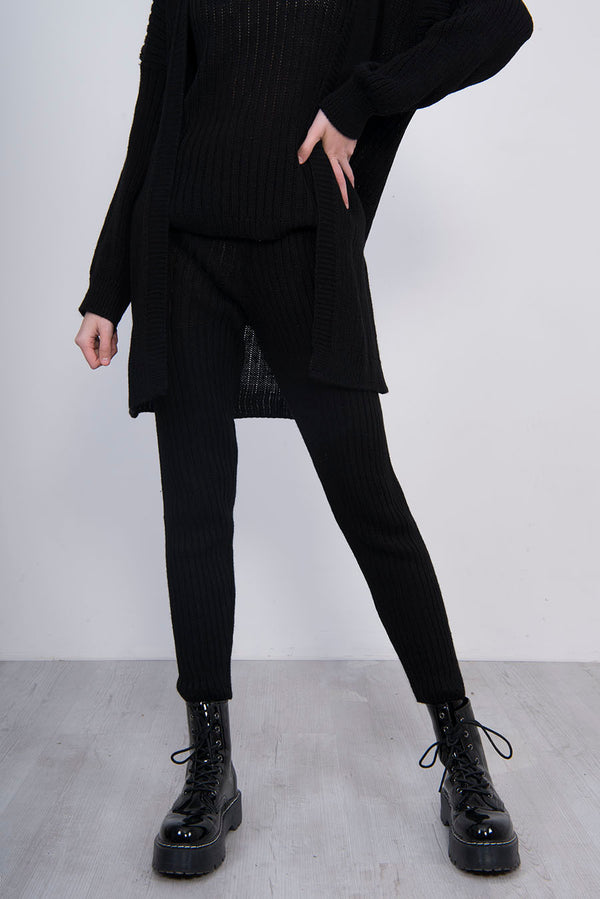 Black 3 Piece Knitted Roll Neck Lounge Set