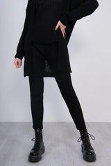 Black 3 Piece Knitted Roll Neck Lounge Set