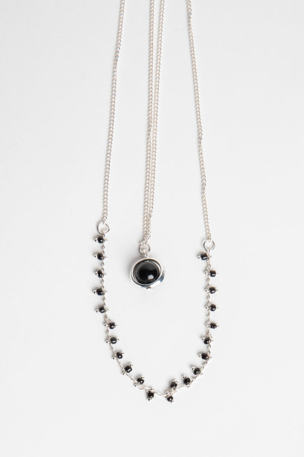 Black And Silver Layered Necklace