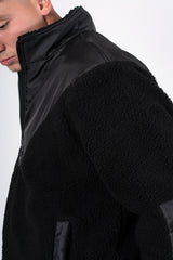 Mens black half zip borg pullover 