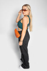 Orange Faux Leather Sling Bag