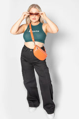 Black Wide Leg Cargo Trousers