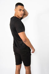 Mens Black Muscle Fit Zip Pocket Shorts Set