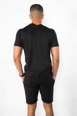 Mens Black Muscle Fit Zip Pocket Shorts Set