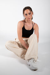 Black Strappy Detail Ribbed Crop Top-Copy