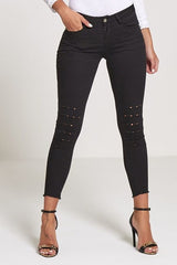 Black Frayed Hem Skinny Jeans