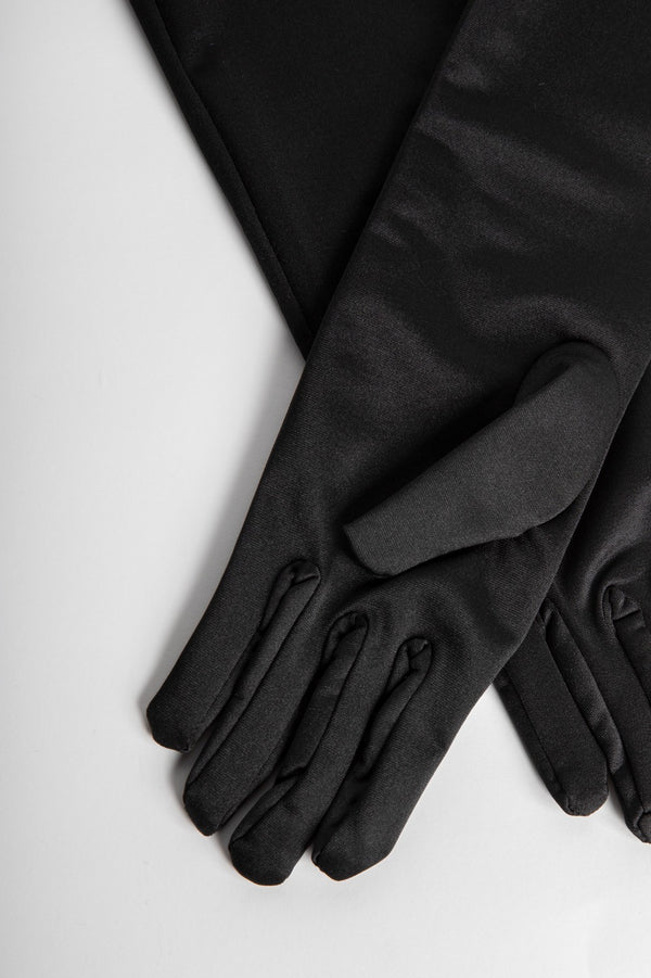 Black Satin Glam Gloves 
