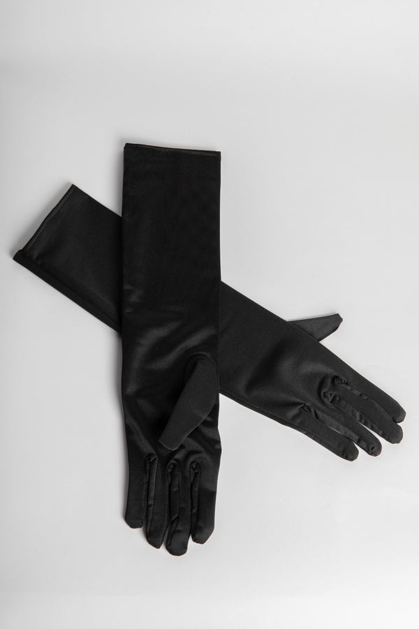 Black Satin Glam Gloves 
