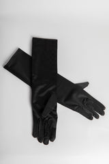 Black Satin Glam Gloves 
