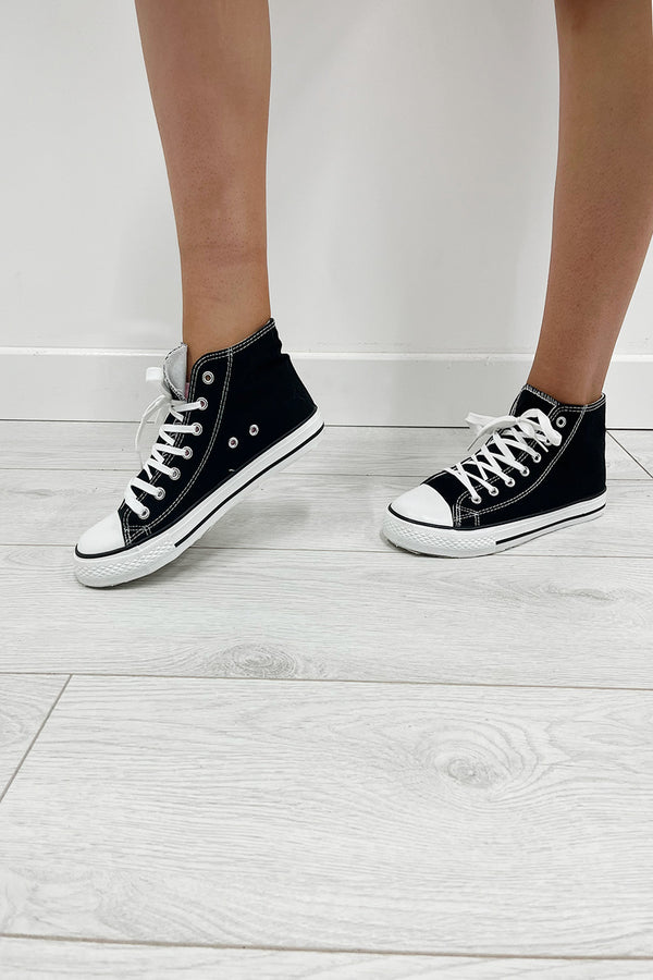 Black High Top Canvas Trainers