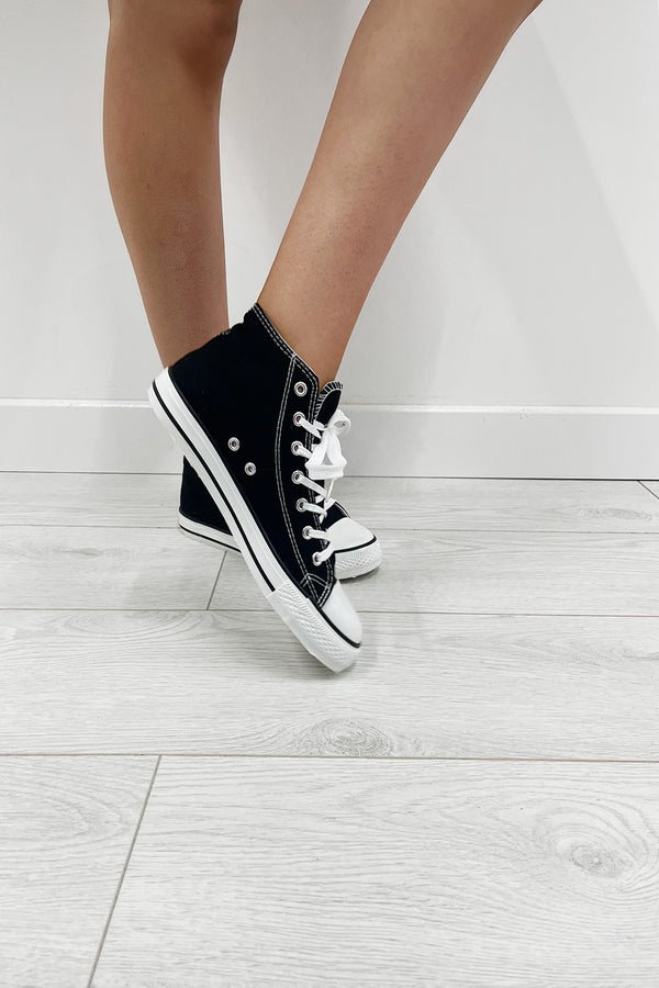 Black High Top Canvas Trainers
