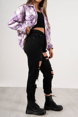 Black ripped high waisted mom jeans