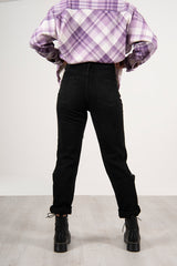 Black ripped high waisted mom jeans