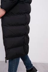Mens Black Padded Longline Parka Coat